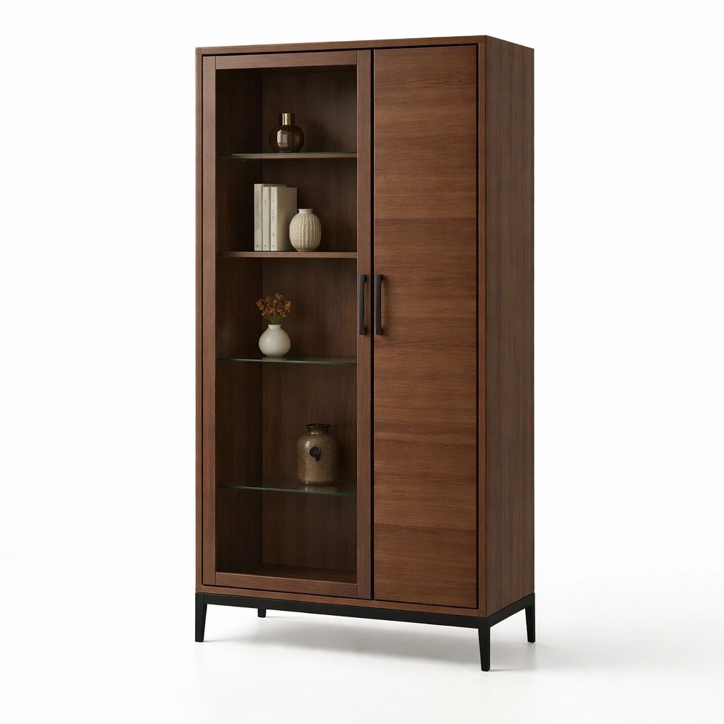 Vitrinenschrank Holz Dunkel Modern-velnoxio